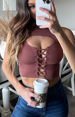 GIANNA LACE UP CROP TOP SPRING COLORS
