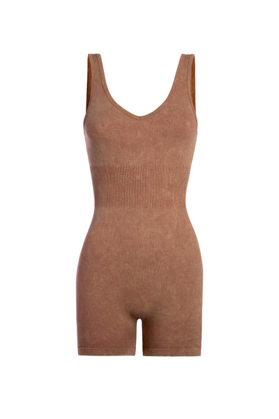 171412 RIBBED CRISS CROSS BACKLESS SHORT BODYSUITS