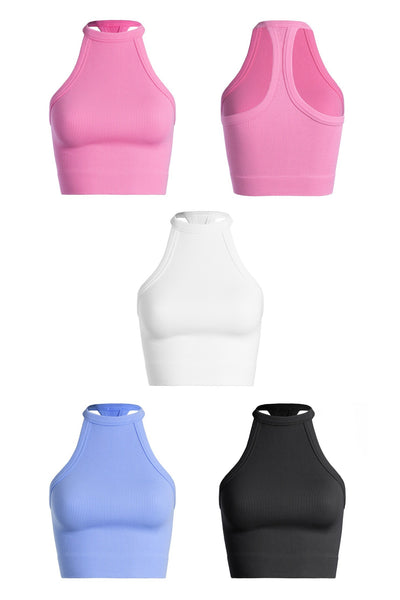 171078 RAZORBACK HALTER RIBBED CROP TOP