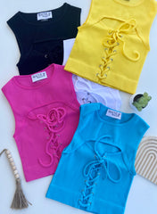 GIANNA LACE UP CROP TOP SPRING COLORS