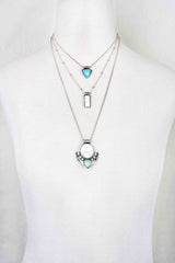 Silver Marble Stone Layered Necklace