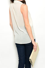 White Sleeveless Studded Top