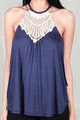 Navy Blue Crochet Halter