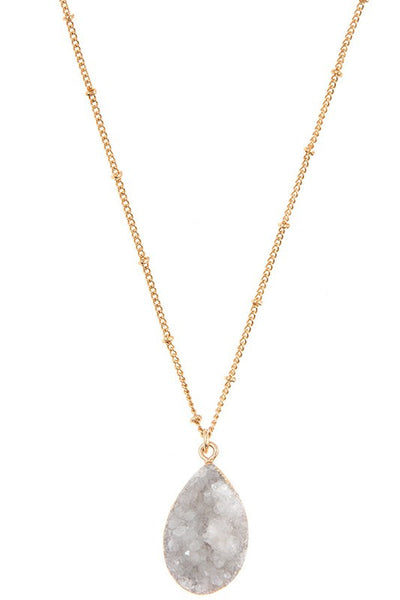 White Teardrop Stone Necklace