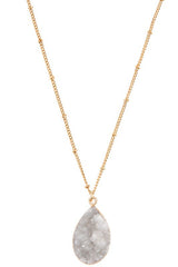White Teardrop Stone Necklace