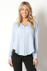 Soft Blue Button Up Blouse
