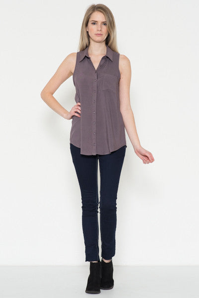 Grey Plum Button Up Blouse
