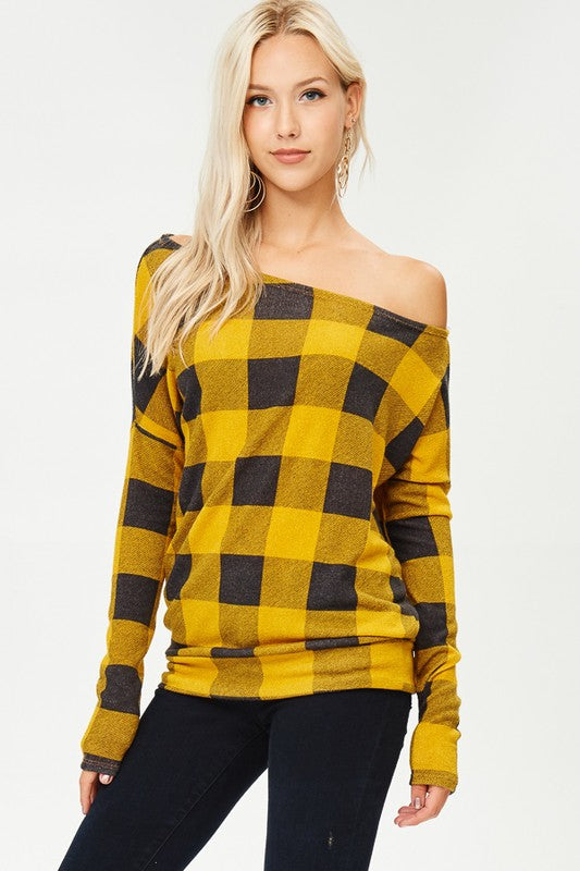 Jovie Plaid Sweater in Mustard