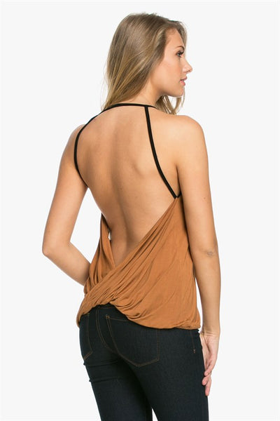Gabriella Backless Halter in Maroon
