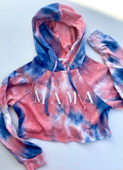 Mama Crop Tie Dye White Puffy Letter Sweatshirts