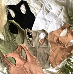 17222 BUTTON UP CROP TOPS
