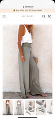 Smocked Linen Button Pants