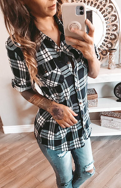 NAVY/WHITE  FLANNEL