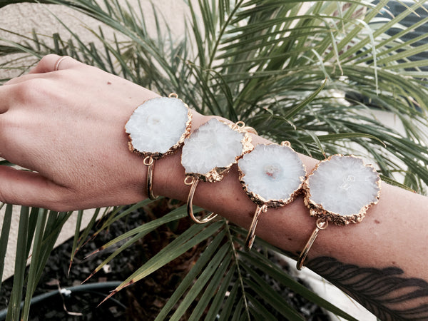 Gold Agate Slice Cuff