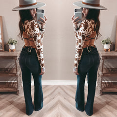 Cowhide Backless Crop Top