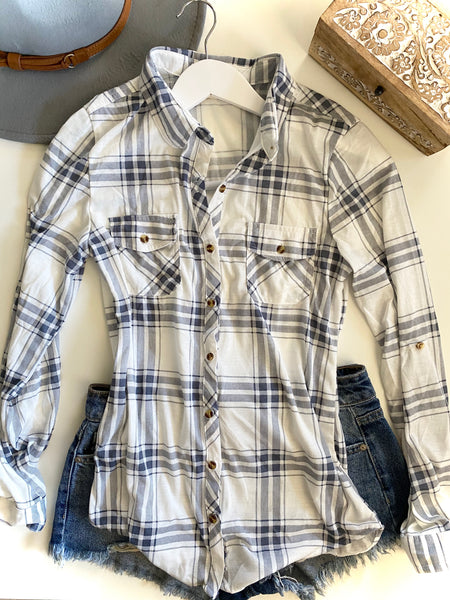 LIGHT BLUE GREY/WHITE FLANNEL