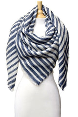 Denim blue striped scarf