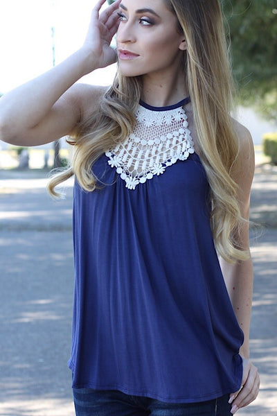 Navy Blue Crochet Halter