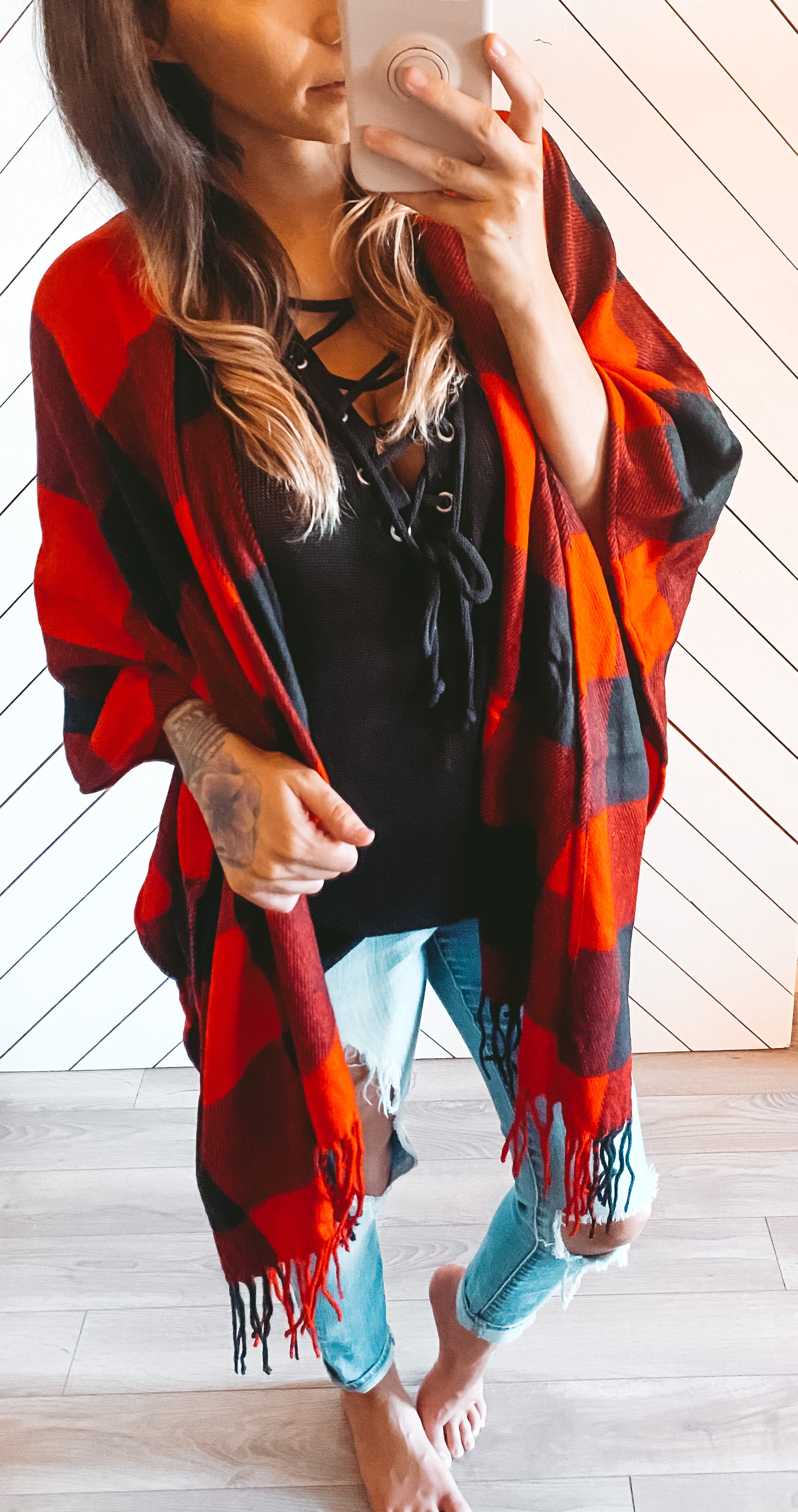 Red/Black Kimono Scarf