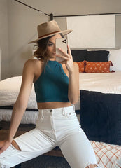 ALANA HIGH NECK CROP HALTER