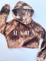 Mama Crop Tie Dye White Puffy Letter Sweatshirts