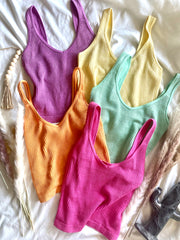 Leighton Sorbet Wash Ribbed Crop Tank