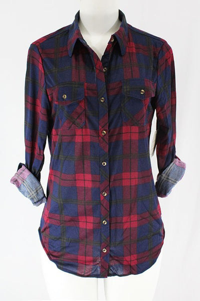 Red/Navy Slim Fit Flannel