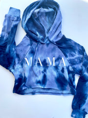 Mama Crop Tie Dye White Puffy Letter Sweatshirts