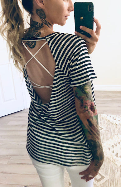 Backless Striped Trinity Tee