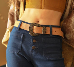 Western Camel Suede Belt