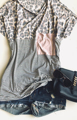 Leopard Color Block Tee