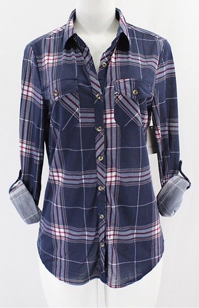 Slim Fit Flannel - Navy