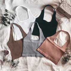 Cosmo Square Neck Halter Crop Top Tank