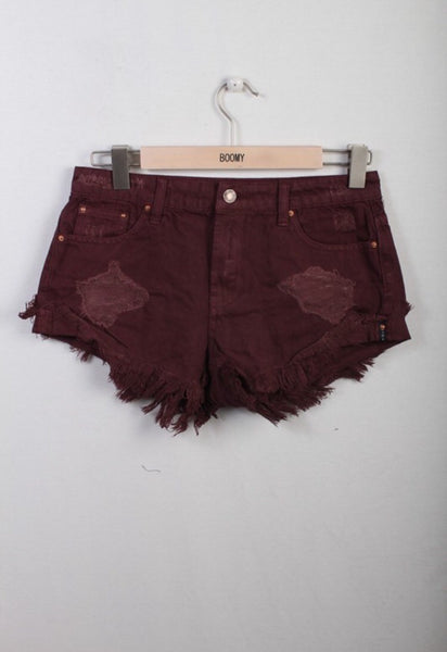 Elle Shorts in Maroon