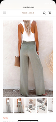 Smocked Linen Button Pants