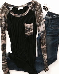 Jane Camo Baseball Tee