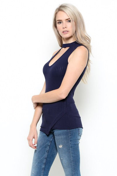 Navy Key Hole Blouse