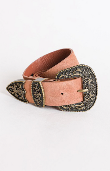 Western Camel Suede Belt
